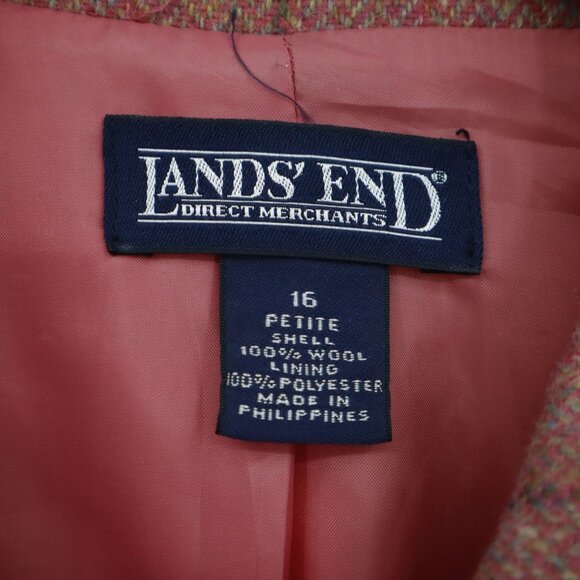 Lands End Wool Jacket Women 16P Pink Classic Preppy Professional Academia Career - Picture 2 of 16